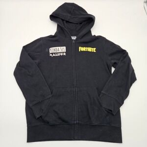 Fortnite Zip Up Hoodie Black Kinda Sus‎ Xander Graphic Kids Boys Size LG